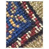Persian-Style Oriental Rug - Red Diamond Medallion, Blue/Gold Border, Fringed Ends
