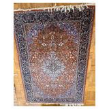 Persian-Style Oriental Rug - 75" x 49" Red/Navy Floral Medallion
