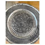 Charger Plate - Decorative Round Metal with Embossed Floral Pattern