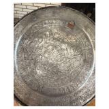 Charger Plate - Decorative Round Metal with Embossed Floral Pattern