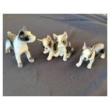 Three Vintage Ceramic Boston Terrier Dog Figurines Set