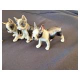 Three Vintage Ceramic Boston Terrier Dog Figurines Set