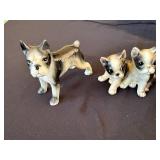 Three Vintage Ceramic Boston Terrier Dog Figurines Set