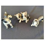 Three Vintage Ceramic Boston Terrier Dog Figurines Set