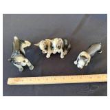 Three Vintage Ceramic Boston Terrier Dog Figurines Set
