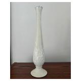 Lenox Ivory Porcelain Bud Vase - Tall Fluted Neck, Leaf Motif - Made in USA