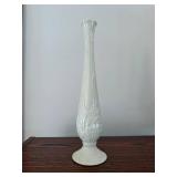 Lenox Ivory Porcelain Bud Vase - Tall Fluted Neck, Leaf Motif - Made in USA