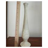 Lenox Ivory Porcelain Bud Vase - Tall Fluted Neck, Leaf Motif - Made in USA
