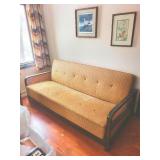 Karl Noethelfer Vintage Sofa Bed - Tufted Sleeper with Dark Wood Arms