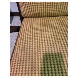Vintage Karl Noethelfer Lounge Chair - High-Back Wood Frame, Checkered Upholstery