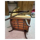 Vintage Karl Noethelfer Lounge Chair - High-Back Wood Frame, Checkered Upholstery