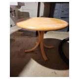 Round Wooden Table with Pedestal Base