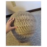 Ceramic Vase - Large Textured Round Vessel with Gray/Beige Pattern