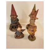 Garden Gnome Figurines Set of 4 - Colorful Cone Hats on Rocky Bases