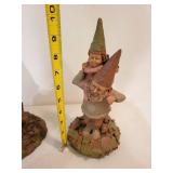Garden Gnome Figurines Set of 4 - Colorful Cone Hats on Rocky Bases