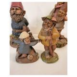 Garden Gnome Figurines Set of 4 - Colorful Cone Hats on Rocky Bases
