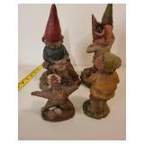 Garden Gnome Figurines Set of 4 - Colorful Cone Hats on Rocky Bases