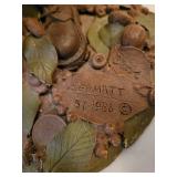Six-Piece Vintage Hand-Painted Gnome Figurine Set - Leaf & Acorn Bases