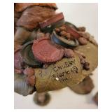 Six-Piece Vintage Hand-Painted Gnome Figurine Set - Leaf & Acorn Bases