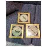 Bird Wall Art - Gold Framed Bird Prints (Lot of 3)