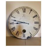 Large Cafe des Marguerites Roman Numeral Wall Clock 23in Distressed