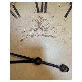 Large Cafe des Marguerites Roman Numeral Wall Clock 23in Distressed