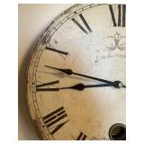 Large Cafe des Marguerites Roman Numeral Wall Clock 23in Distressed