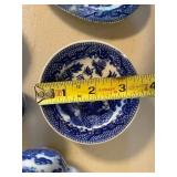 Miniature Blue Willow Child Tea Set Lot Porcelain Plates Teapot Cups