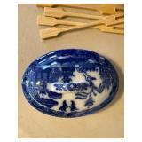 Miniature Blue Willow Child Tea Set Lot Porcelain Plates Teapot Cups