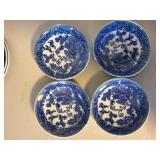 Miniature Blue Willow Child Tea Set Lot Porcelain Plates Teapot Cups