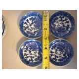 Miniature Blue Willow Child Tea Set Lot Porcelain Plates Teapot Cups
