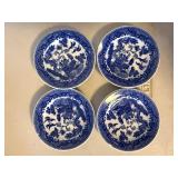 Miniature Blue Willow Child Tea Set Lot Porcelain Plates Teapot Cups