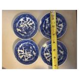 Miniature Blue Willow Child Tea Set Lot Porcelain Plates Teapot Cups