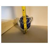 Miniature Blue Willow Child Tea Set Lot Porcelain Plates Teapot Cups