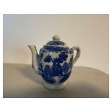 Miniature Blue Willow Child Tea Set Lot Porcelain Plates Teapot Cups