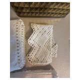 Vintage Mondamin Hamburg Tin w White Lace Trim Sewing Lot