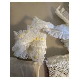 Vintage Mondamin Hamburg Tin w White Lace Trim Sewing Lot