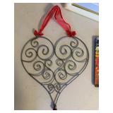 Decorative Home Decor Lot Framed Floral Art Heart Hanger Dish