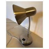 Brushed Metal Gooseneck Desk Lamp Modern Accent Light 11in Used