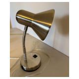 Brushed Metal Gooseneck Desk Lamp Modern Accent Light 11in Used