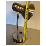 Brushed Metal Gooseneck Desk Lamp Modern Accent Light 11in Used