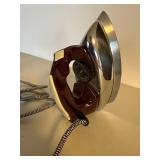 Vintage Rowenta Electric Dry Iron Burgundy Chrome 7in Untested