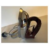 Vintage Rowenta Electric Dry Iron Burgundy Chrome 7in Untested