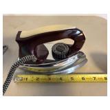 Vintage Rowenta Electric Dry Iron Burgundy Chrome 7in Untested