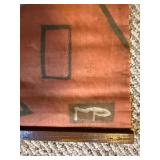 Pair Vintage Signed Batik Textile Wall Hangings w Wood Slats 12x28