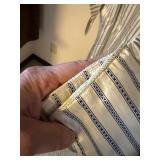 Vintage Moroccan Style Caftan Robe White Blue Striped Embroidered