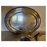Mixed Silverplate Serving Tray Pan Candle Holder Lot 6 Pcs Vintage