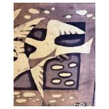 Signed Vintage Batik Textile Wall Art Flying Birds Framed 26x18