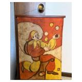 Vintage Clown Jester Fabric Wall Hanging Batik Style 17x26 Signed