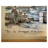Signed Framed Paris Watercolor La Conciergerie et la Seine Artwork
